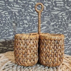 Woven Straw Utensil Holder